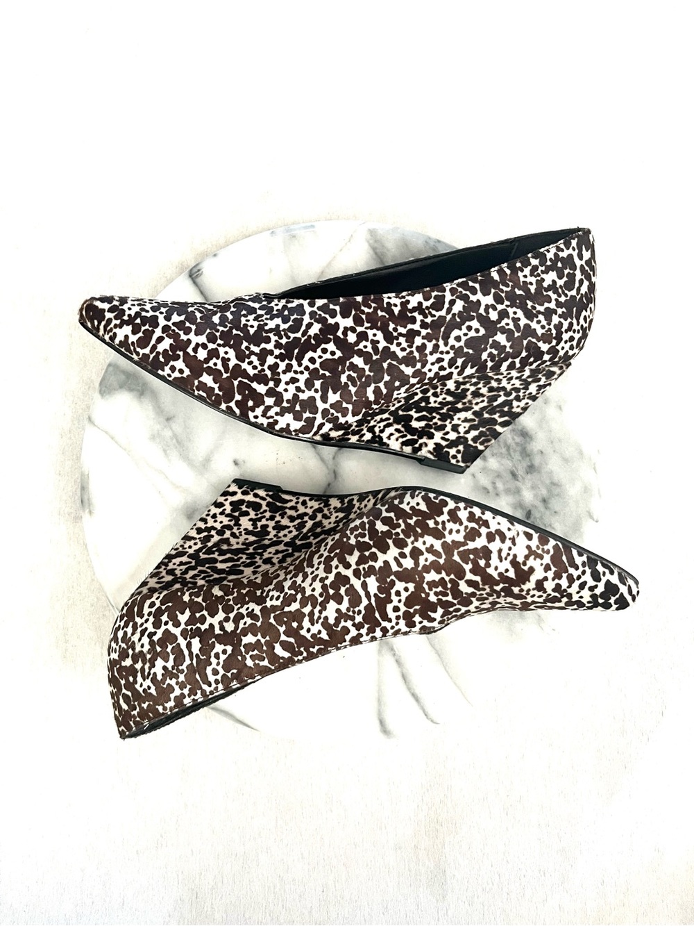 Pied Juste by Anthropologie Brown and White Animal-Print Wedge Pumps - Picture 3 of 7